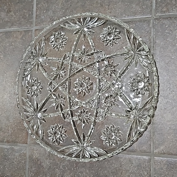 Vintage Anchor Hocking Star Pattern Serving Tray  1960'S Pressed - Picture 2 of 3